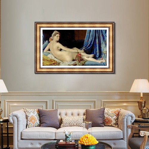 Framed Canvas Art Print La Grande Odalisque by Jean Auguste Dominique Ingres