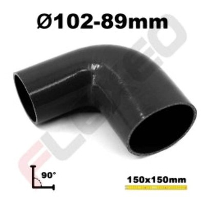 Réducteur 90° silicone Ø89-102mm L.150x150mm 4 plys