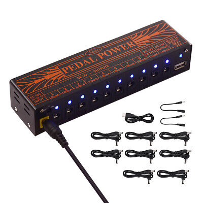 10 Outputs Guitar Effect Pedal Board Power Supply 9V 12V 18V + Power Cables P9R4