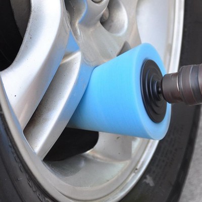 6MM Shank Blue Polishing Sponge Cone Metal Foam Pad  Car Wheel Hub Care Tool