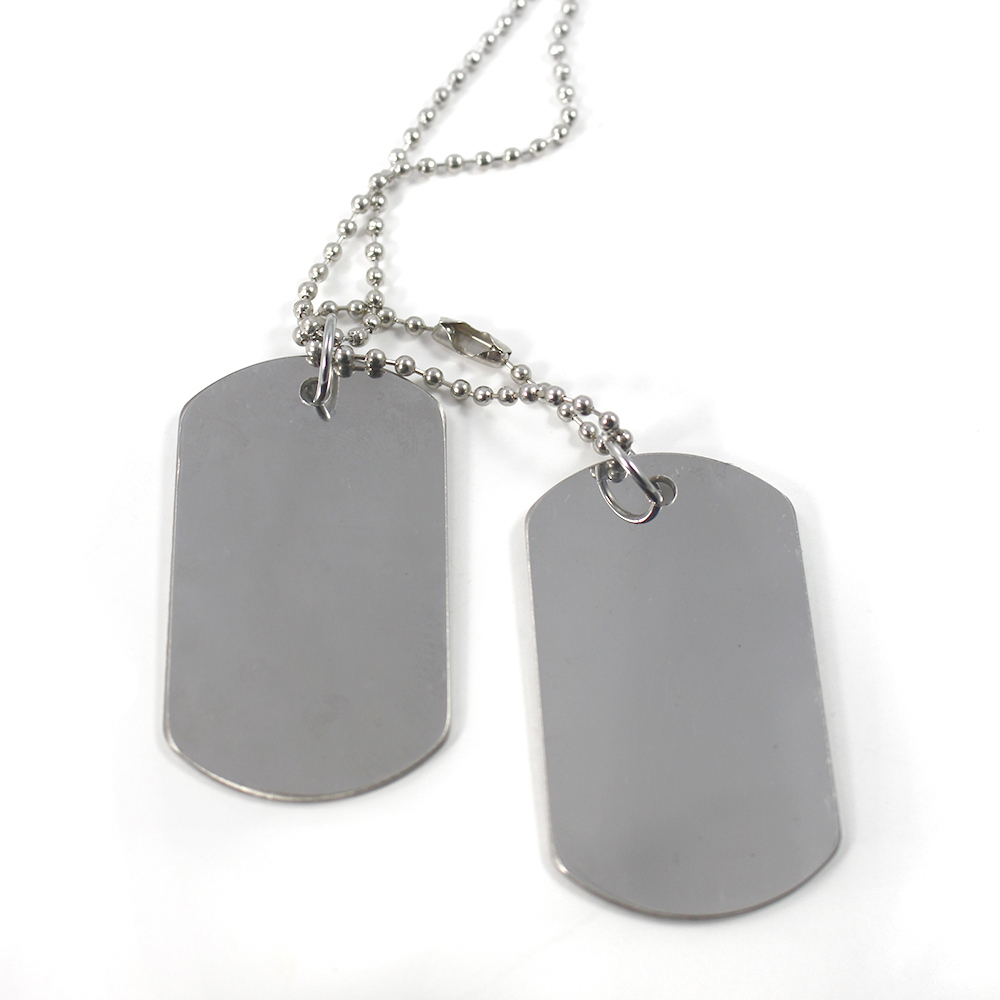 Personalised Engraved Text Stainless Steel Army Dog Tags Necklace ID