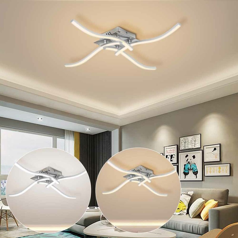 LED Design Deckenleuchte Wohnzimmer modern Deckenlampe Acrylweiß Aluoptik 24W