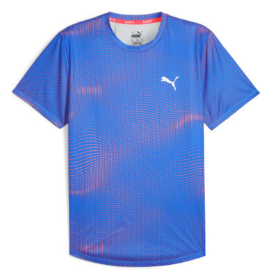 Спортивная футболка Puma Run Favorite с графическим вырезом лодочкой и коротким рукавом, мужская синяя Casu