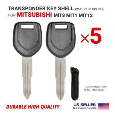  5x NEW Transponder Key Shell For Mitsubishi MIT8 MIT1 MIT12 with Chip Holder