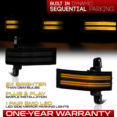 For 14-18 Chevy Silverado ''SMOKE'' LED Side Mirror Marker Running Lights Lamp SET