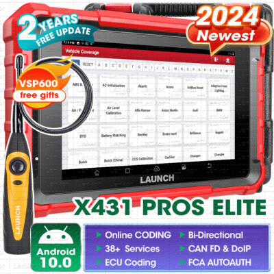 2024 LAUNCH X431 V 5.0 Pro Elite Bidirectional Car Diagnostic Scanner ECU Coding