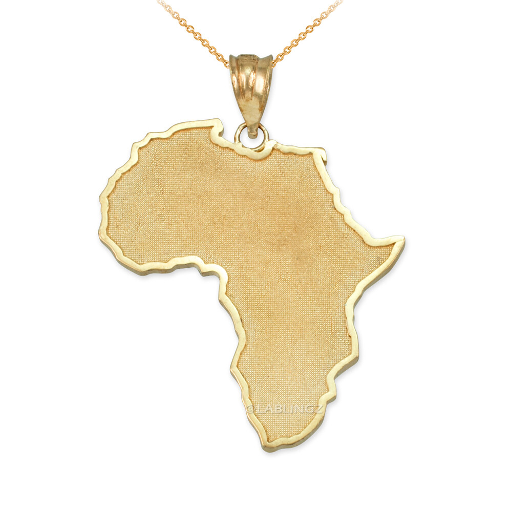 Pre-owned La Blingz Gold Africa Map Pendant Necklace In Yellow Gold