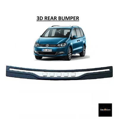 3D Rear Bumper Protector S. Steel Chrome and Matte Black ABS For SHARAN 2010-16