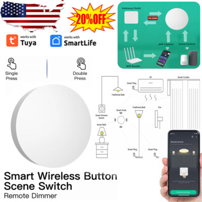 Tuya Zigbee Mini Wireless Button Scene Switch Multi-scene Linkage Smart Swith US
