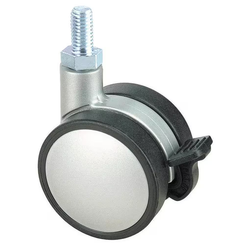 Silver Black Swivel Stem Caster 2in Wheel Braking Nylon 110lb Load Furniture