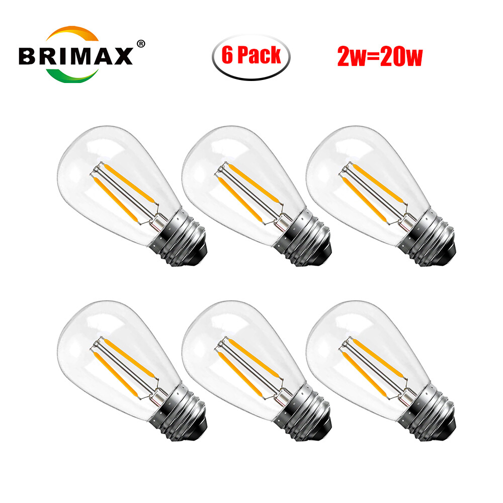 2w S14 Clear Globe Edison Bulb For String Lights Replacement