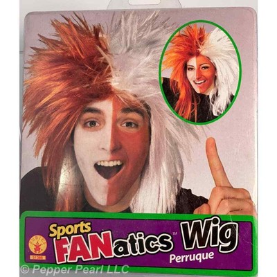 Sports FANatics Wig Burnt Orange White Football Game Stadium Costume Halloween