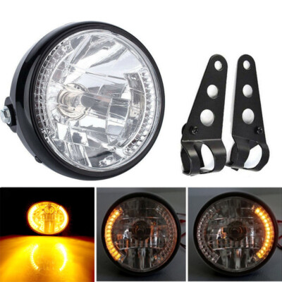 7''Motorcycle LED Headlight Turn Light With Bracket Universal For Honda Yamaha