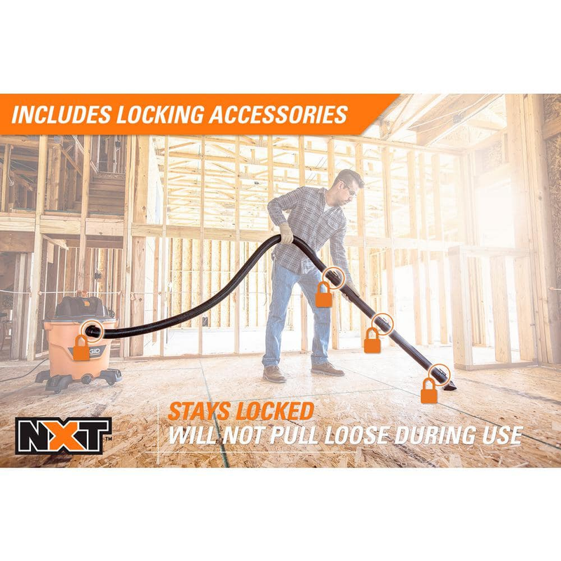 NEW RIDGID 12 Gal 5.0 Peak HP Shop Vac NXT Wet Dry Vacuum Built-In Drain 7' Hose