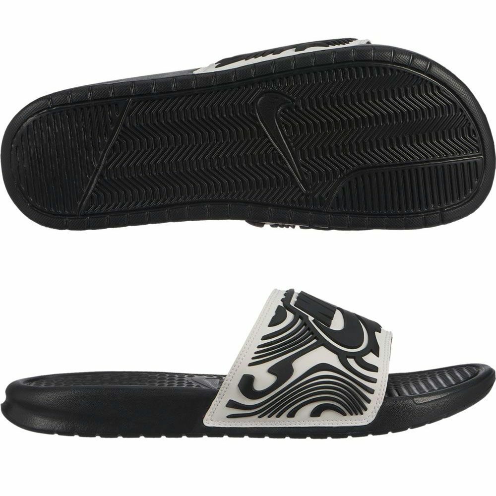 

Nike Benassi Just Do It SE Slide AJ6745-100 Бело-черные мужские сандалии Шлепанцы v1, Черный, Nike Benassi