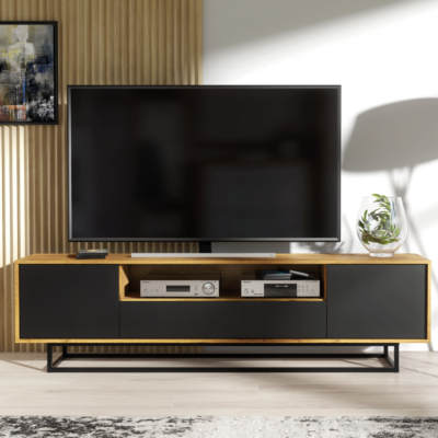 Oak industrial on sale tv unit