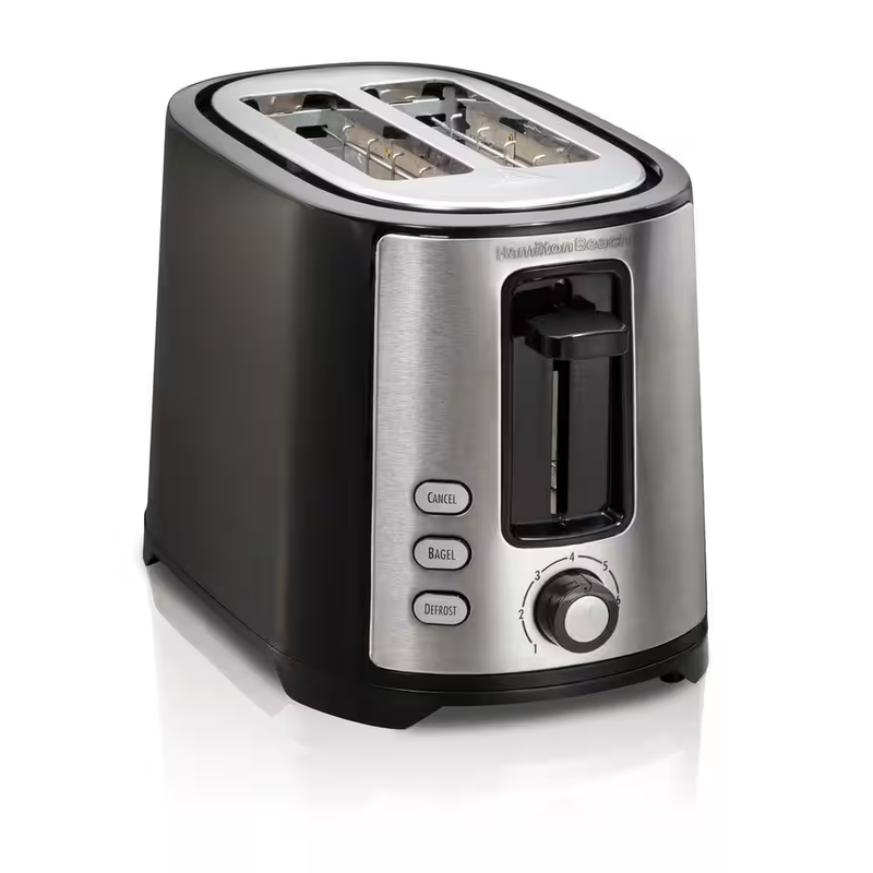 Hamilton Beach Toaster 2 Slice Extra Wide Slot Stainless Steel Bagel Black