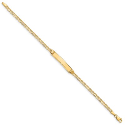 Pre-owned Superdealsforeverything Real 14kt Yellow Gold Anchor Id Chain Bracelet; 7 Inch; Lobster Clasp
