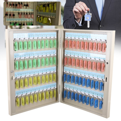 Wall Mount 80 Key Storage Cabinet Lock Box Safe Organizer Car Dealership Holder