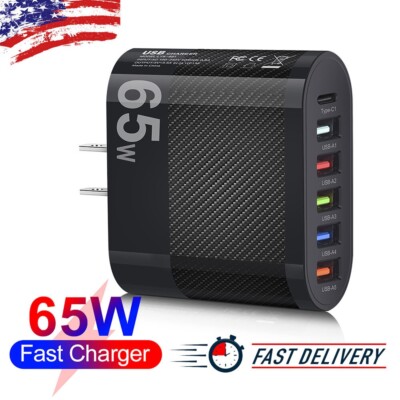 6 Multi Port USB Hub Charger Station Wall Fast Charger AC Power Adapter US Plug