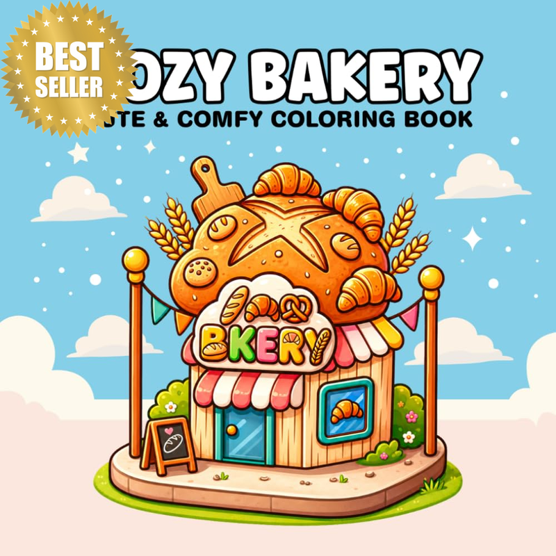 Cozy Bakery: Coloring Book for Adults and Kids Cafe Corner
