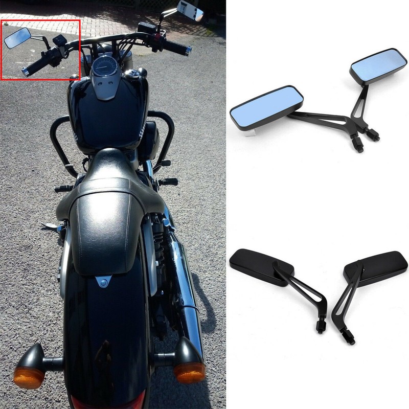 8mm 10mm Black Motorcycle Custom Rearview Mirrors For Cafe Racer Bobber Cruiser