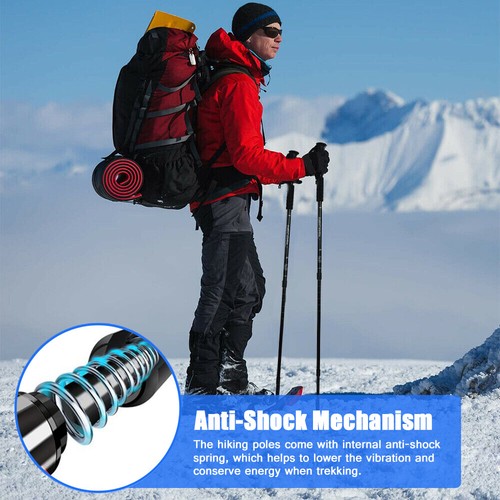 Collapsible Trekking Poles Hiking Walking Sticks Folding Alpenstock Anti-shock