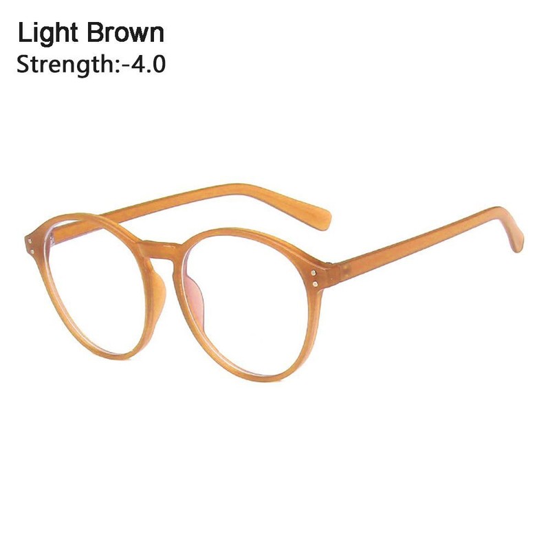 Round Frame Anti Blue Light Eyeglasses Myopia Glasses Flat Mirror Eyewear