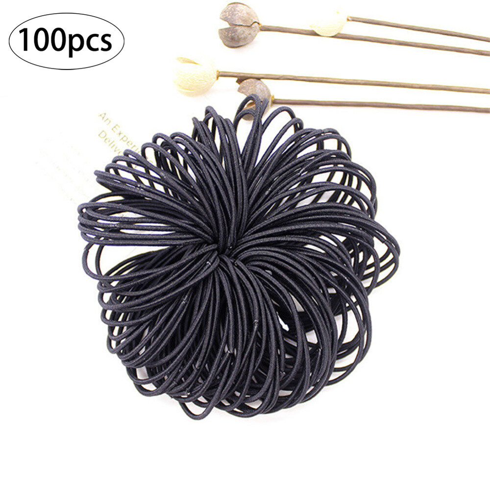 100pcs Hair Ties Rubber Band Thick Curly Hair Rings No Crease No