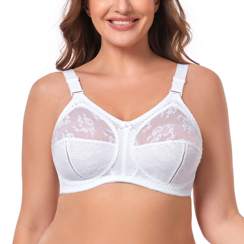 Women Minimizer Firm Hold Unlined Non Wired Bra With Lace Full Coverage Bralette