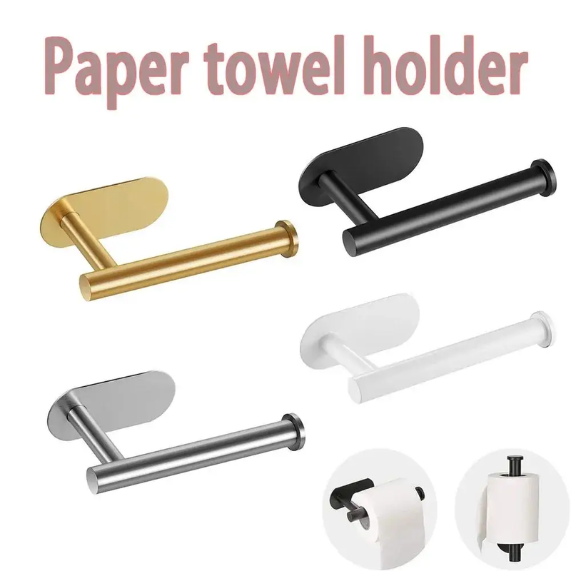 Stainless Steel Toilet Paper Holder Self Adhesive No Drill Bathroom RV Camper