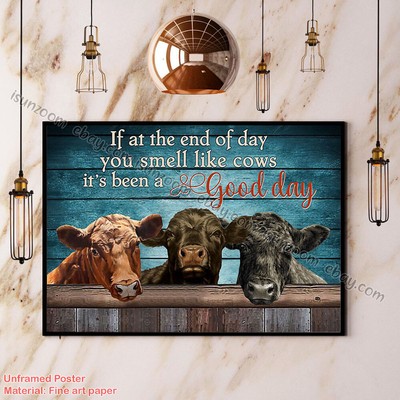 Angus Cattle You Smell Like Cow Good Day Blue Background Horizontal Paper Pos...