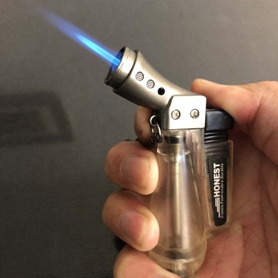 Single Butane Torch Viewable Windproof 1300°C Butane Refillable Lighter White
