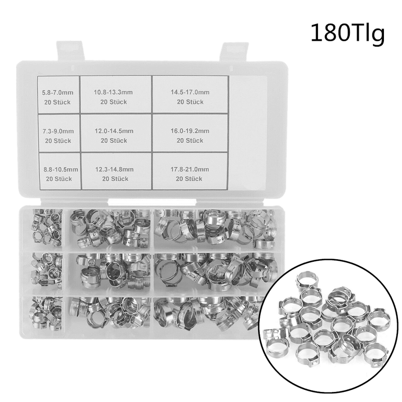 180St Ohr Klemmschellen Schlauchschellen Klemmen Mit Einlagering Sortiment Set