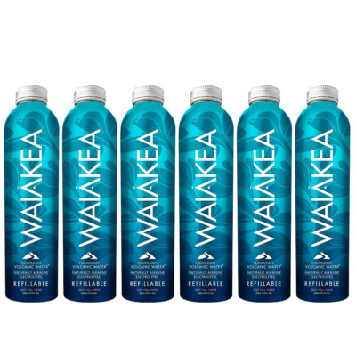 Waiakea Hawaiian Volcanic Water (6 Pack) In Refillable Aluminum Bottle SEALED