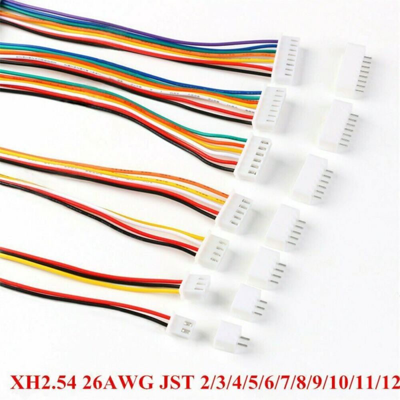 5sets Jst Xh2.54 Xh 2.54mm Wire Cable Connector 2/3/4/5/6/7/8/9/10 Pin Pitch