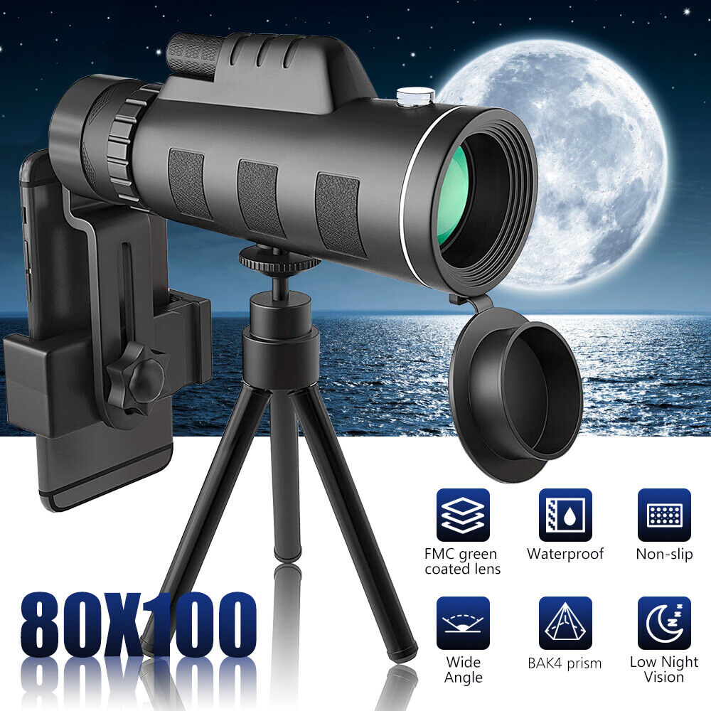 80x100 Zoom Hd Monocular Starscope Monocular Telescope Bak4