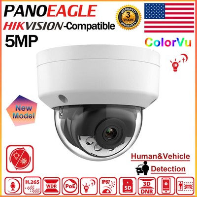 Hikvision Compatible 5MP Smart Hybrid Light ColorVu POE Dome IP Camera IR Mic