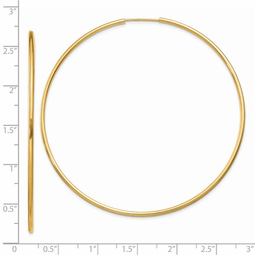 Pre-owned Goldia 14k 1.5mm Polished Round Endless Hoop Earrings In Yellow