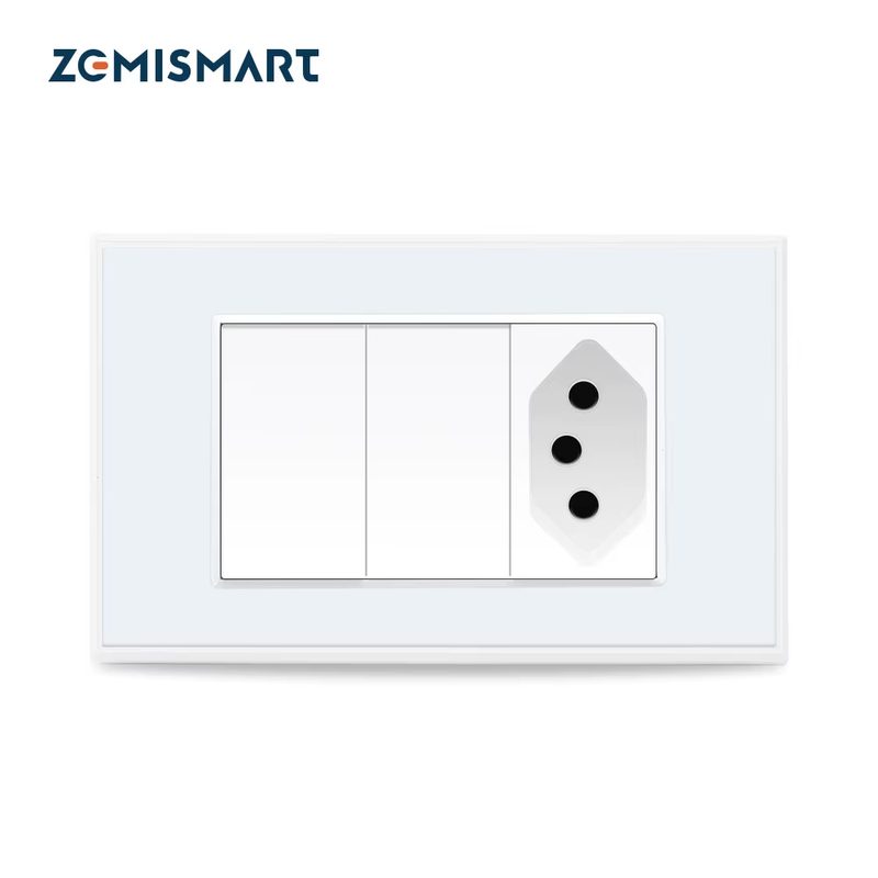 20A Zigbee Smart Brazil Socket with Two Push Light Switch Brazilian Wall Outlet