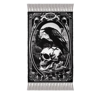 Alchemy Gothic Poe's Raven Area Rug Crow Skull Edgar Allan Nevermore Horror Punk