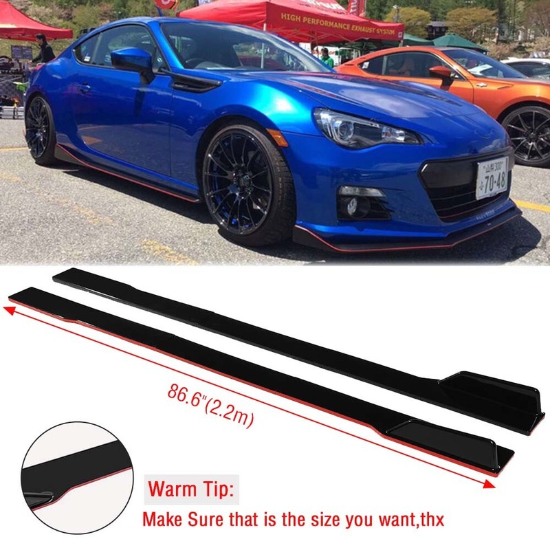 86.6“ Red Line Side Skirt Extension Lip For 08-21 Scion FRS Subaru