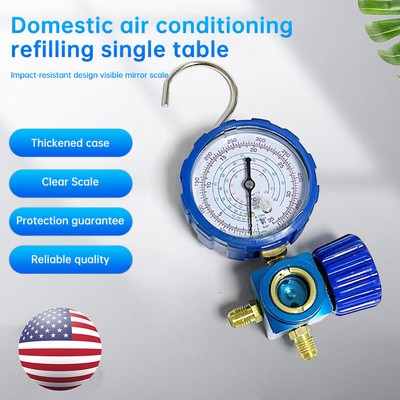 Conditioner Refrigerant Manifold Gauge Valve 1/4'' 500PSL Pressure Manometer US