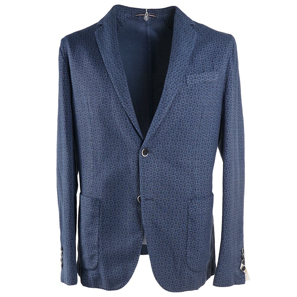 Pre-owned Roda $950  Slim-fit Slate Blue Printed Cotton Sport Coat 40 (eu 50)