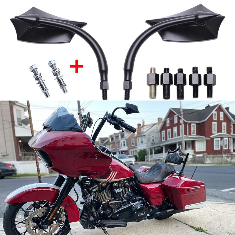 Black Motorcycle Rearview Mirrors For Harley Road King Stree