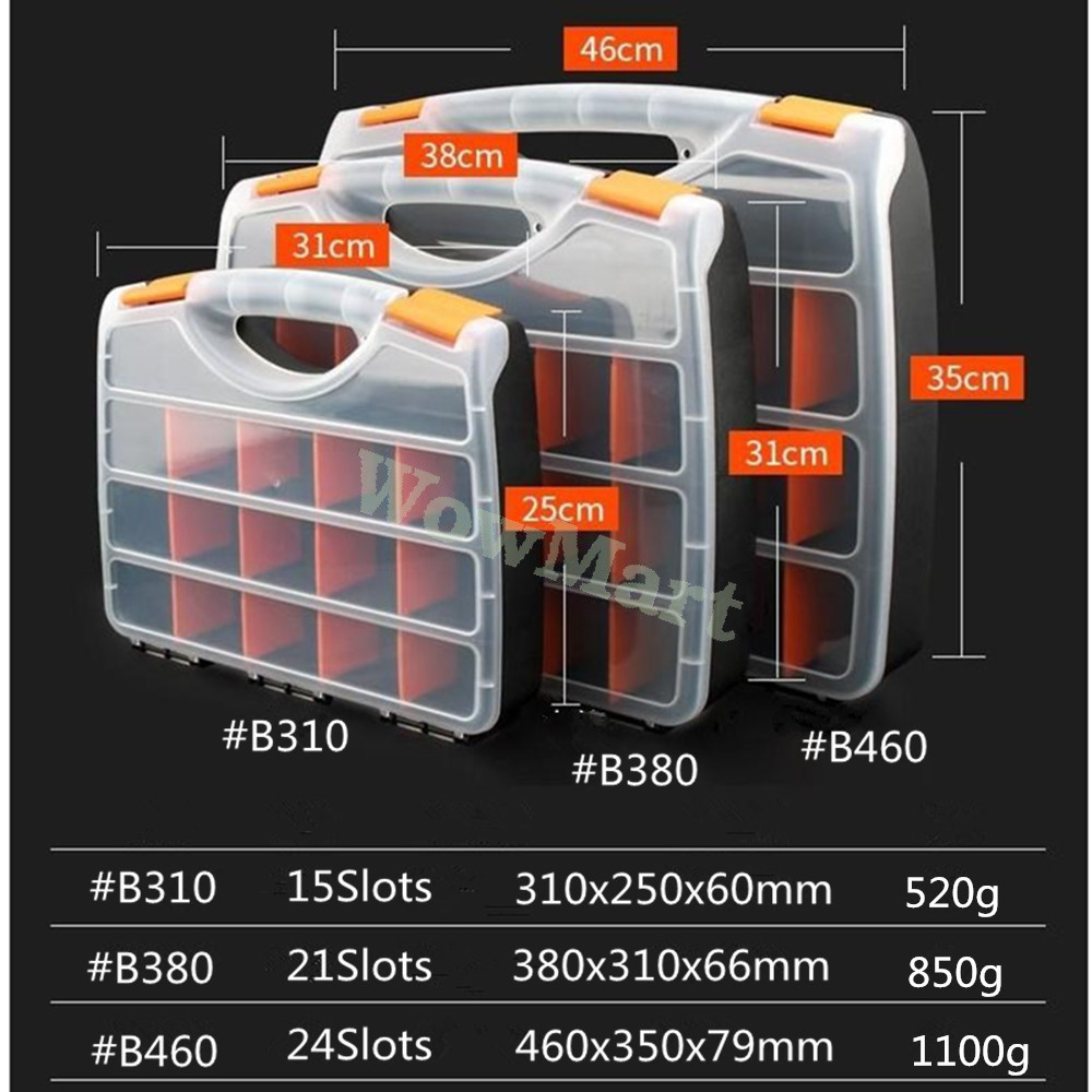 Durable Plastic Screw Nail Nut Bolt Parts Organizer Storage Carry Case