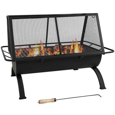 36in.x27in.Rectangle Steel Wood Burning Fire Pit w/Cooking Grill