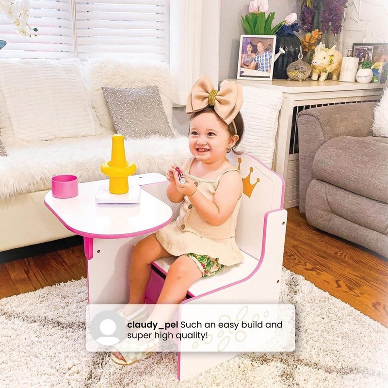 Princess Crown Task Chair Desk with Storage Bin