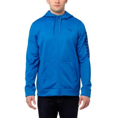 

Puma Prospect Fleece Full Zip Hoodie Мужская синяя повседневная спортивная верхняя одежда 839875-, Синий, Puma Prospect Fleece Full Zip Hoodie