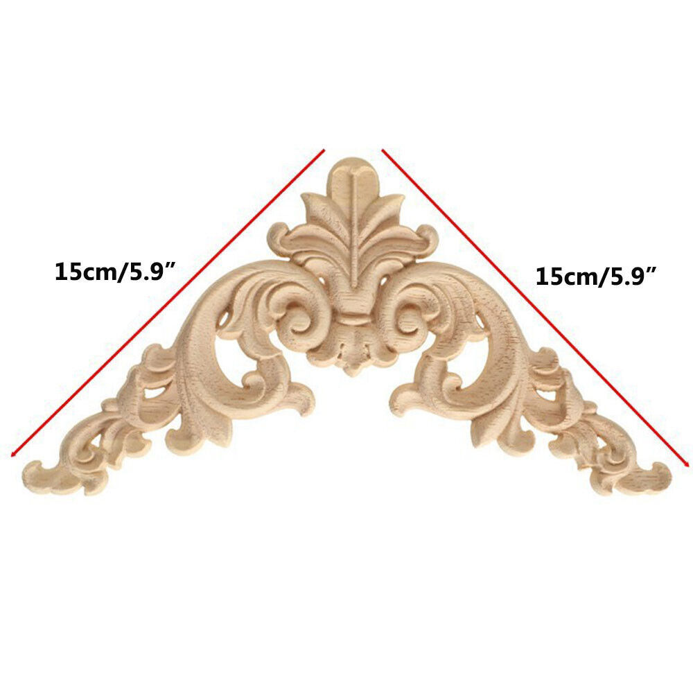 4pcs Unpainted Wooden Carved Corner Onlay Applique Furniture Moulding Decals